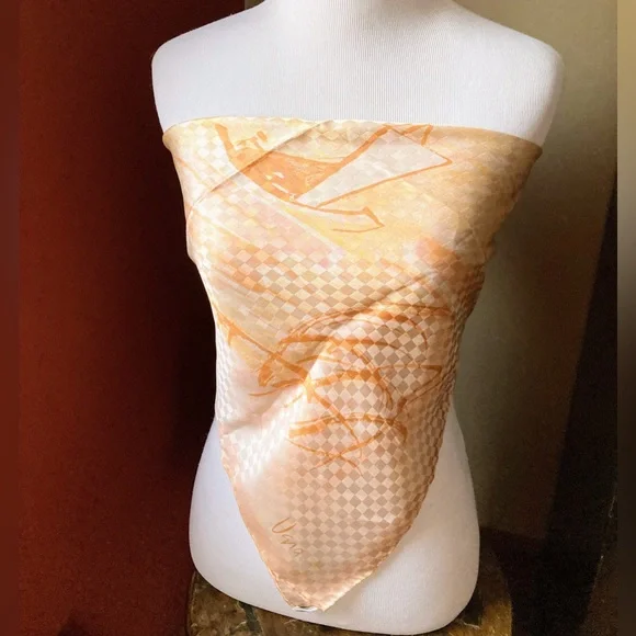 Vintage Vera Neumann Silk Japanese Asian Boat Landscape Square Handrolled Scarf - Picture 5 of 12